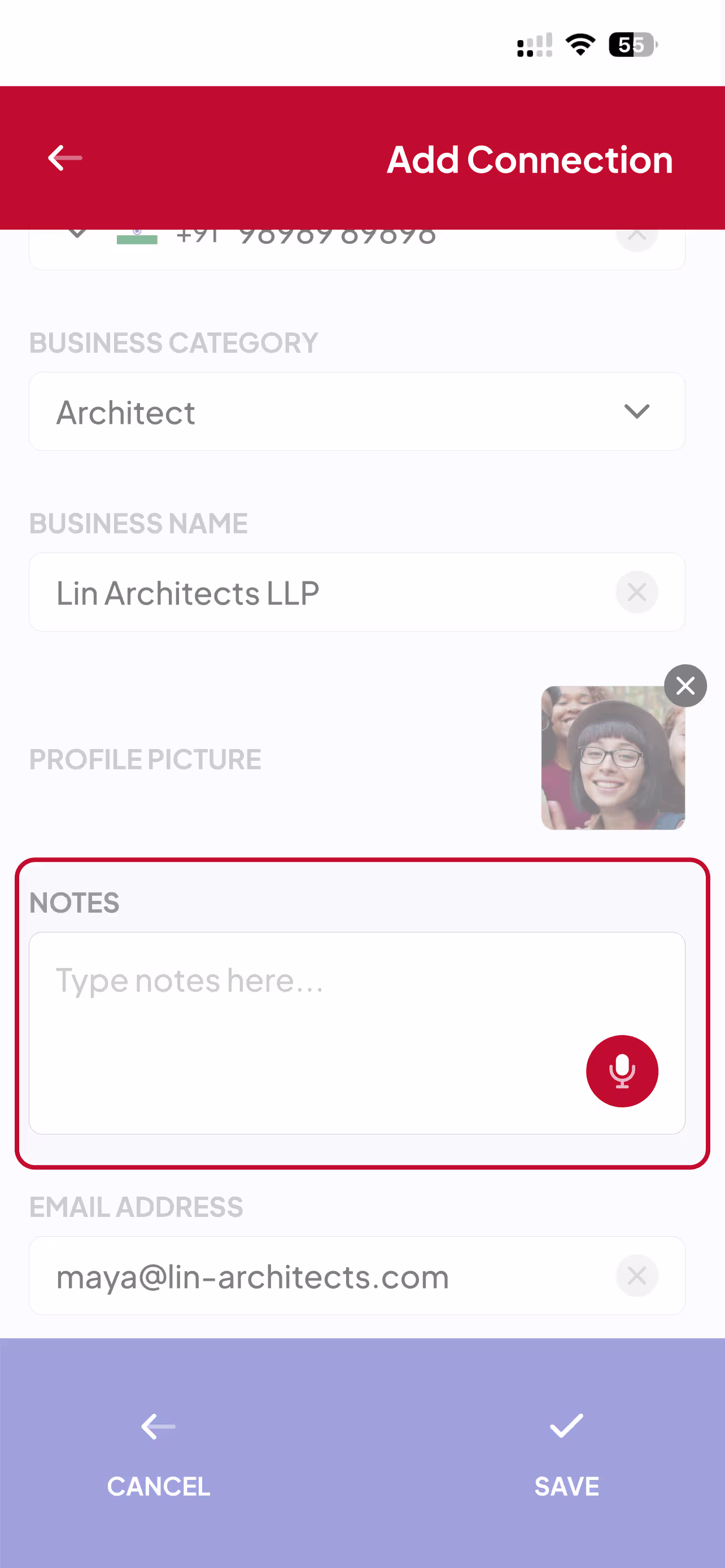 Voice + Text Note in the Spinnect app