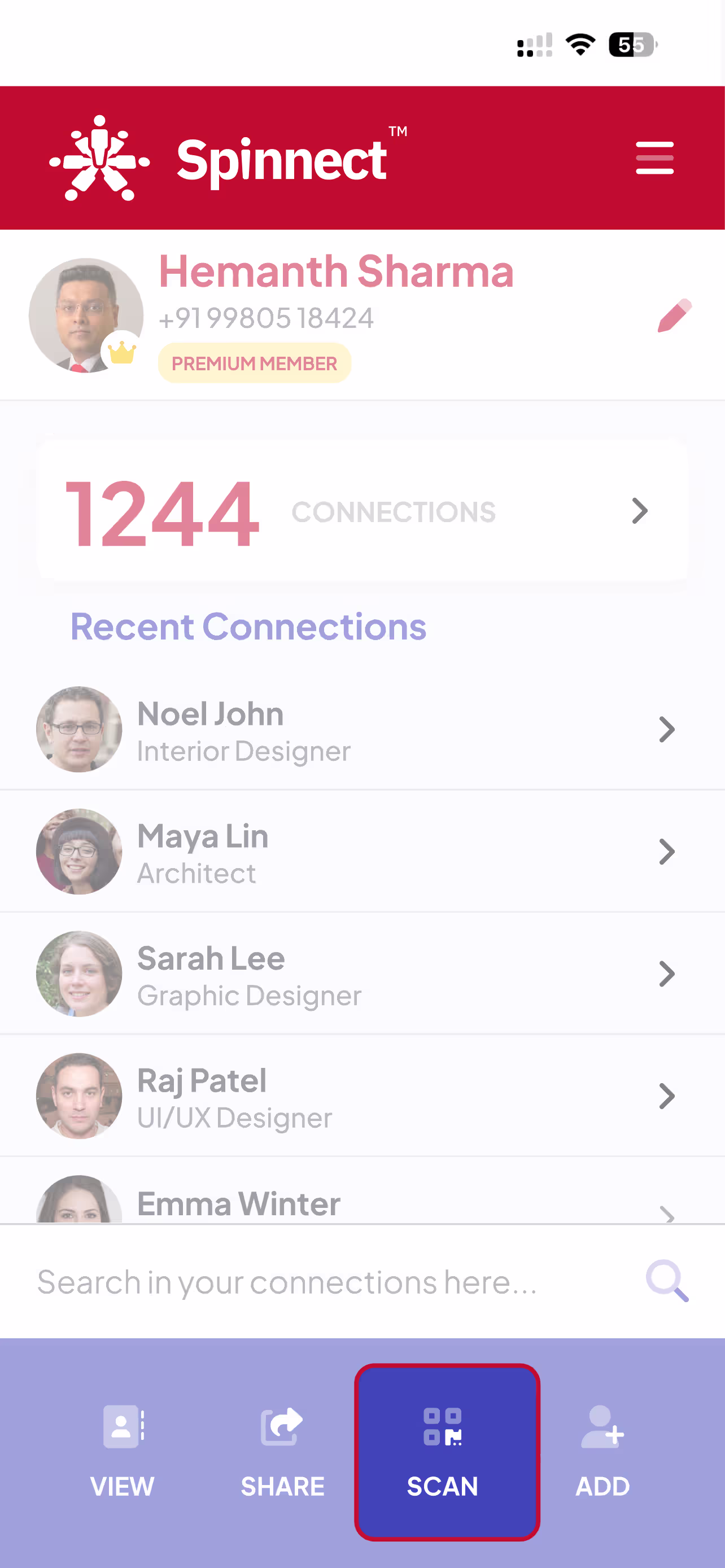 Scan Business Cards in the Spinnect app