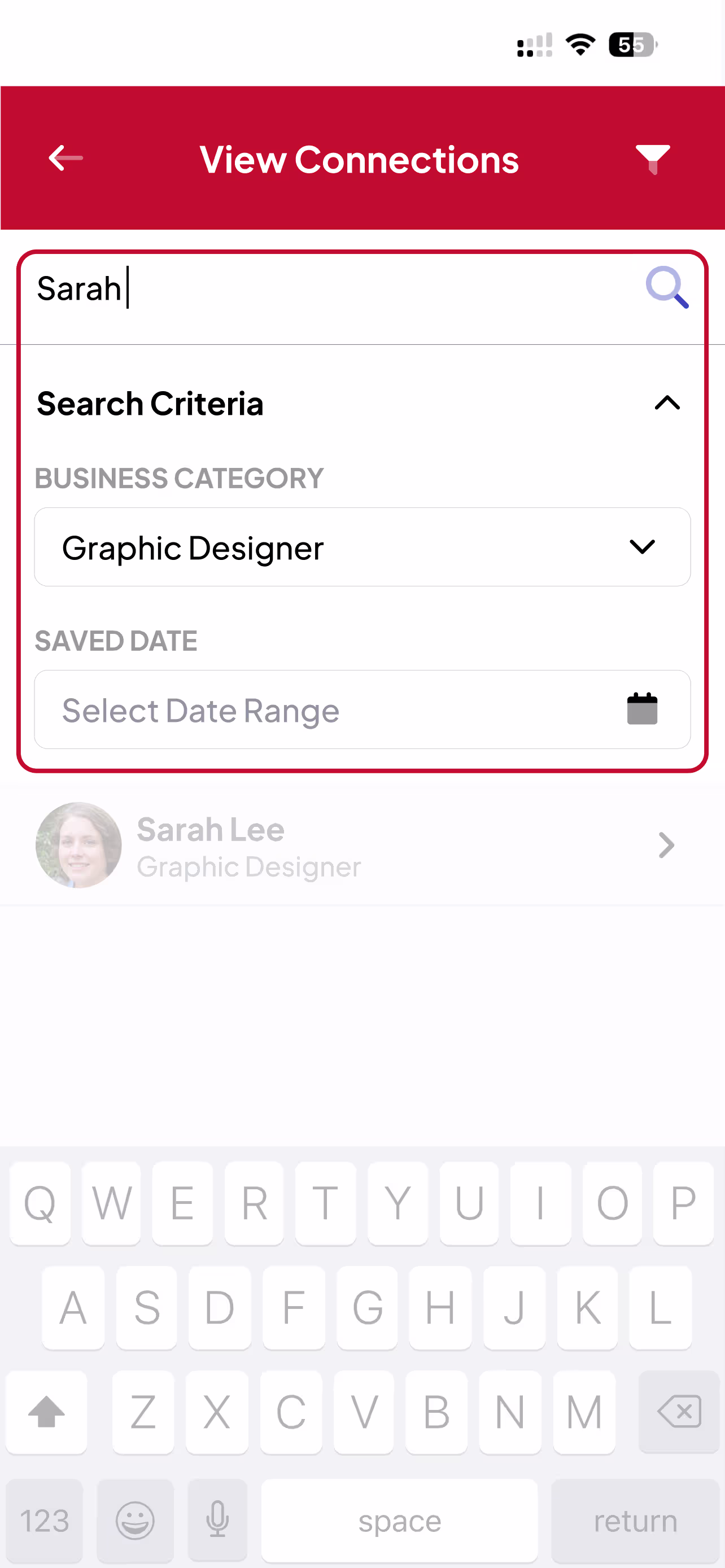 Filtered Search in the Spinnect app
