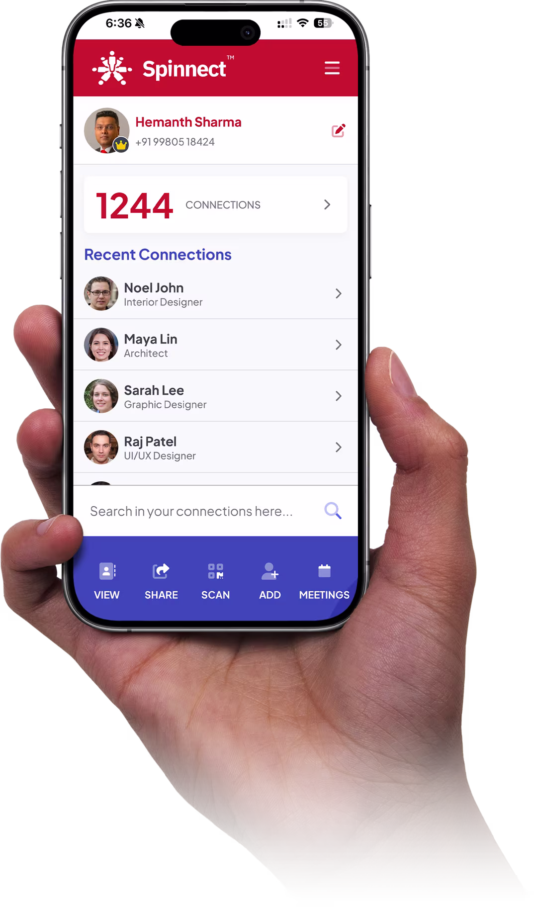 Spinnect app on a phone